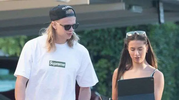 Erling Haaland with his girlfriend Isabel Haugseng Johansen